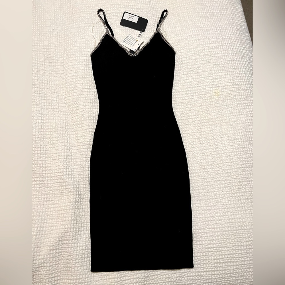 Black Strappy Dress with Rhinestones
